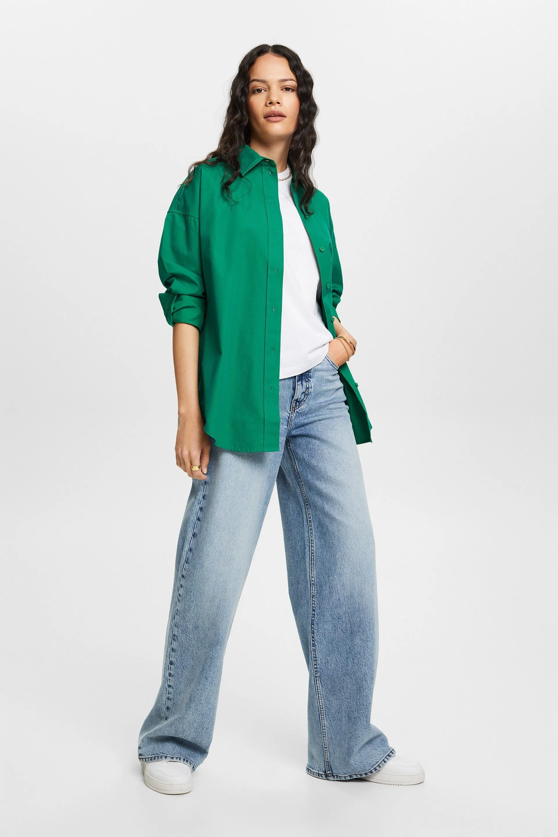  Esprit katoenen blouse dark green 073EE1F310 300 