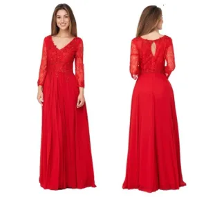 Galajurk rood lange mouwen chiffon