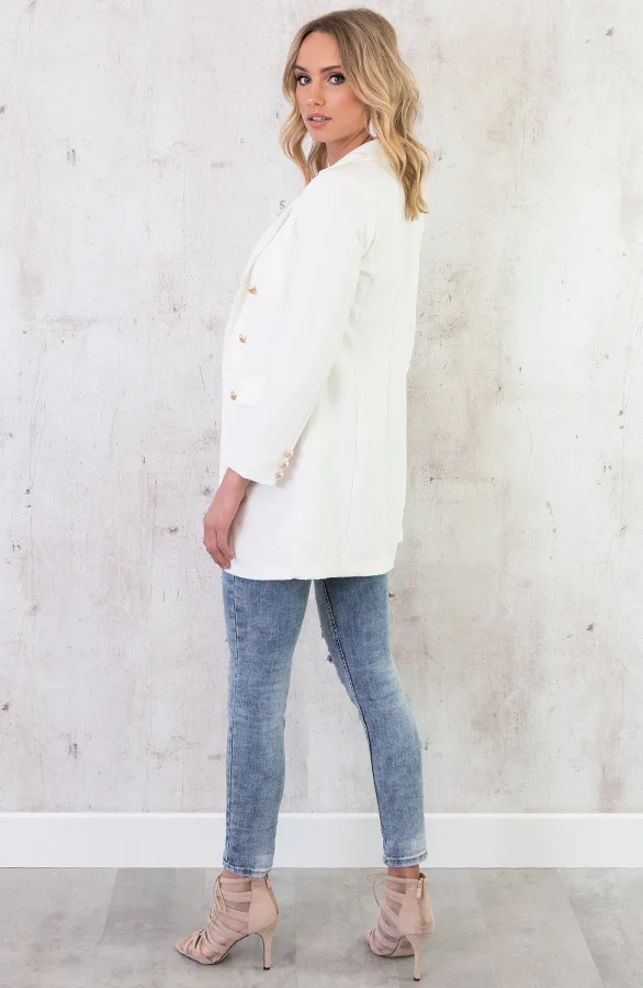 Lange Blazer Button Wit