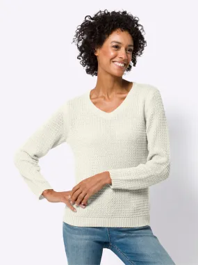 Pullover met lange mouwen en structuurbreipatroon
