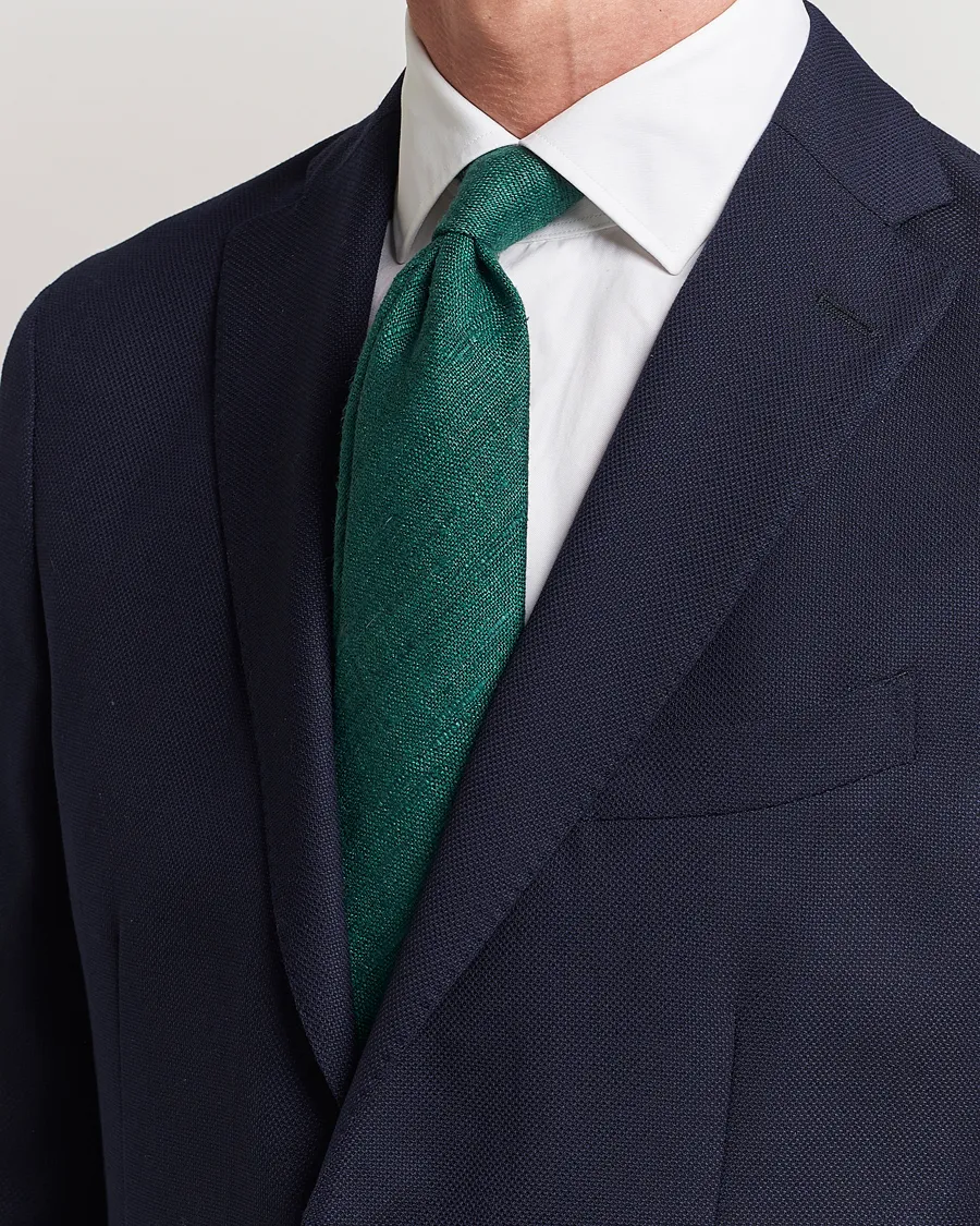 Silk Tussah Handrolled Tie Green